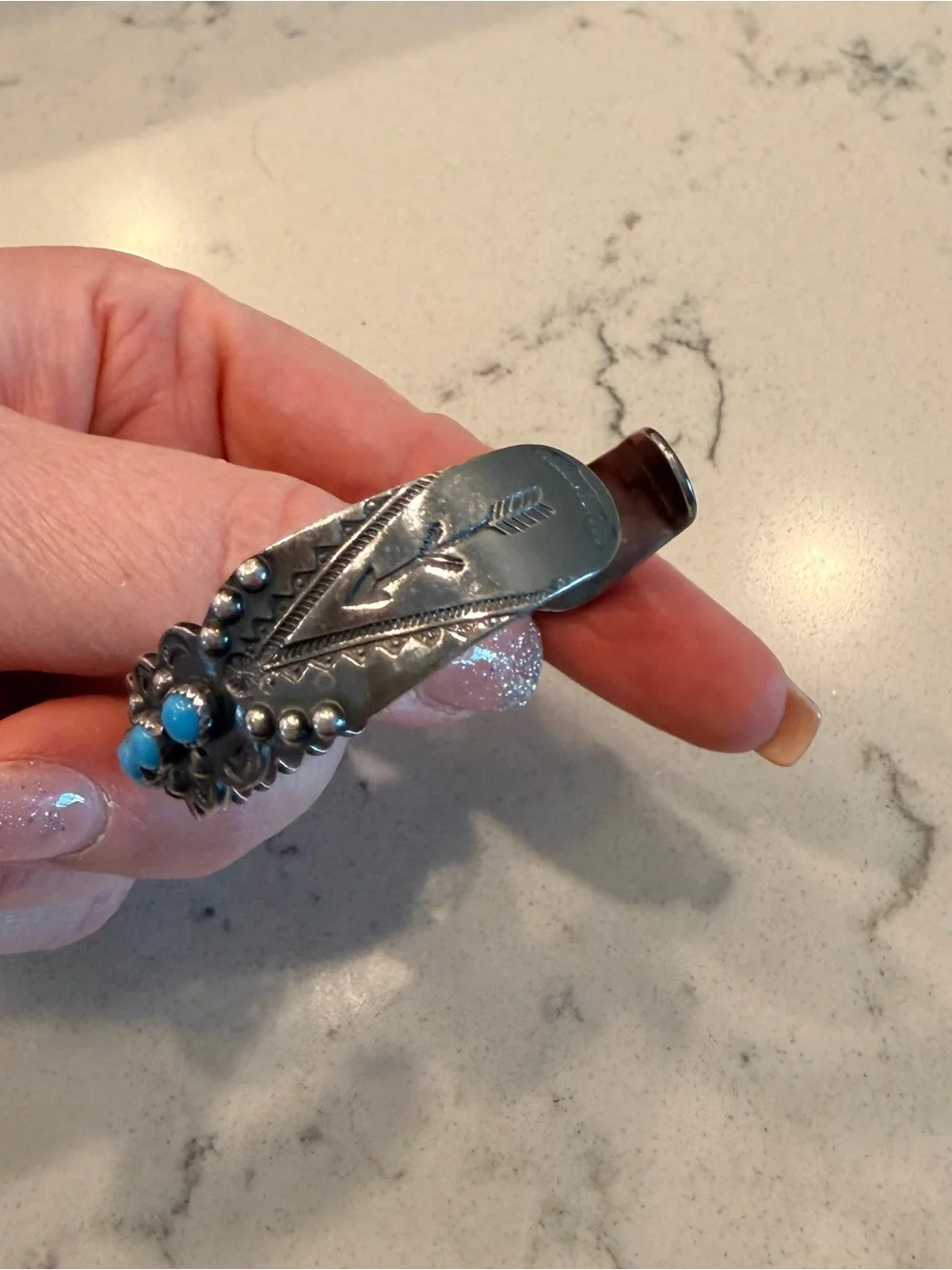 Vintage Bell Trading Post Turquoise & Silver Native American Made Bracelet